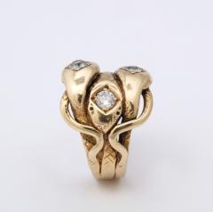 Antique Diamond and Gold Three Headed Snake Ring - 2821790