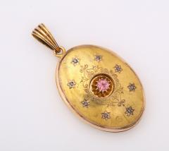 Antique Diamond and Tourmaline Gold Locket - 3437582