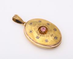 Antique Diamond and Tourmaline Gold Locket - 3437584