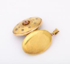 Antique Diamond and Tourmaline Gold Locket - 3437587