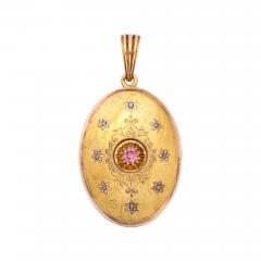 Antique Diamond and Tourmaline Gold Locket - 3440124