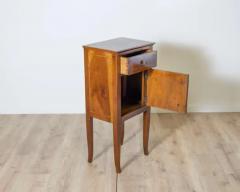 Antique Directoire Bedside Nightstand Table In Walnut And Marquetry Italy 19th - 4146642