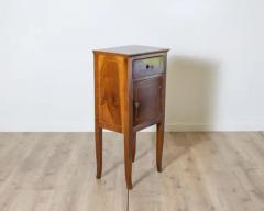 Antique Directoire Bedside Nightstand Table In Walnut And Marquetry Italy 19th - 4146643