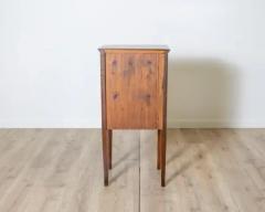 Antique Directoire Bedside Nightstand Table In Walnut And Marquetry Italy 19th - 4146650