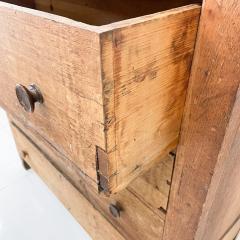 1800s Victorian Antique Two Drawer Wooden Box With Skeleton Key