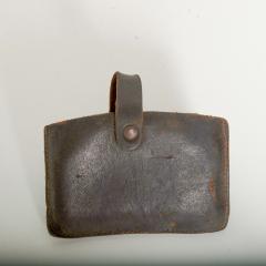 Antique Distressed Leather Money Pouch Belt Coin Wallet 1900s