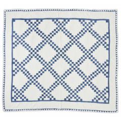 Antique Double Irish Chain Quilt with Sawtooth Border C 1910 - 3713834