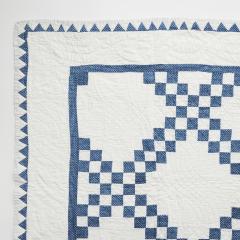 Antique Double Irish Chain Quilt with Sawtooth Border C 1910 - 3713836