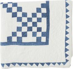 Antique Double Irish Chain Quilt with Sawtooth Border C 1910 - 3717356