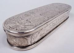 Antique Dutch Silver Tobacco Box with Engraved Pastoral Scenes 1803 - 3780444