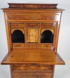 Antique Early 19c Biedermeier Burl Walnut Secretary Desk - 3897118