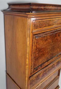 Antique Early 19c Biedermeier Burl Walnut Secretary Desk - 3897121