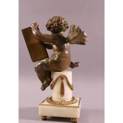 Antique Early 19c Bronze Cupid Angel Sculpture - 3413787