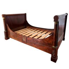 Antique Early 19c French Empire Mahogany Gilt Bronze Daybed - 4254707