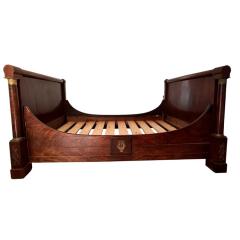 Antique Early 19c French Empire Mahogany Gilt Bronze Daybed - 4254713