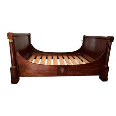 Antique Early 19c French Empire Mahogany Gilt Bronze Daybed - 4254714