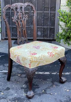 Antique Early 19th C Chippendale Side Chair with Scalamandre Silk Lampas Seat - 2473934