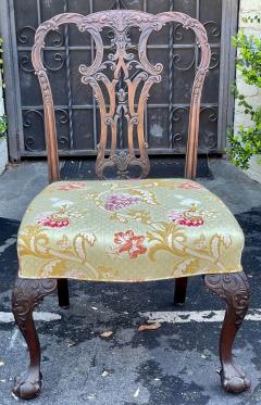 Antique Early 19th C Chippendale Side Chair with Scalamandre Silk Lampas Seat - 2473949