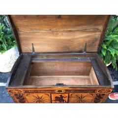 Antique Early 19th C Dutch Marquetry Inlaid Dome Top Marriage Coffer Chest - 2110449