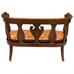 Antique Early 19th C Mahogany Tufted Leather Sofa Settee - 4621273
