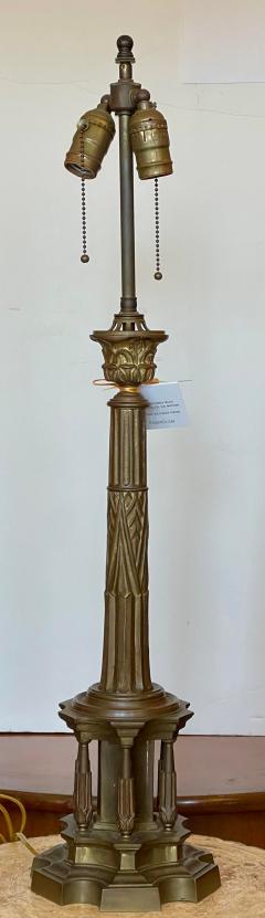 Antique Early 19th C Regency Period Bronze Column Table Lamp - 2039522