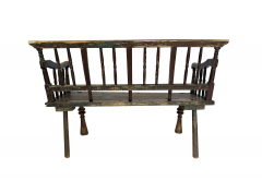 Antique Early American Half Spindle Deacons Bench Mid 19th Century - 4774661