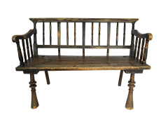 Antique Early American Half Spindle Deacons Bench Mid 19th Century - 4789816