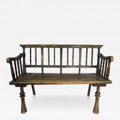 Antique Early American Half Spindle Deacons Bench Mid 19th Century - 4789821