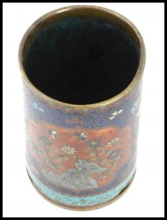 Antique Early Meiji Japanese Cloisonne Brush Pot in the Style of Namikawa - 3903395