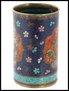 Antique Early Meiji Japanese Cloisonne Brush Pot in the Style of Namikawa - 3903399