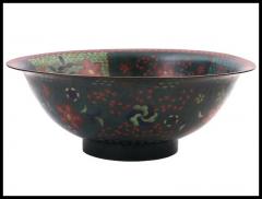 Antique Early Meiji Japanese Cloisonne Enamel Bowl with Rabbits In Waves - 3903641