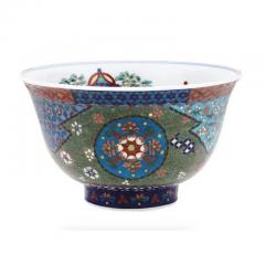 Antique Early Meiji Japanese Cloisonne Enamel Footed Porcelain Bowl Totai - 3899916