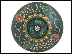 Antique Early Meiji Japanese Cloisonne Enamel Plate with Geometric Patterns - 3903476