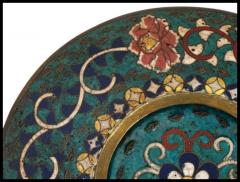 Antique Early Meiji Japanese Cloisonne Enamel Plate with Geometric Patterns - 3903494