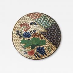 Antique Early Meiji Japanese Cloisonne Enamel Plate with Geometric Patterns - 3931350