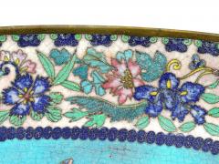Antique Early Meiji Japanese Cloisonne Enamel White Baby Blue Butterfly Plate - 4155984