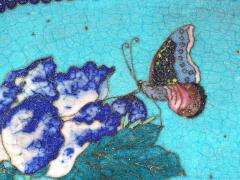 Antique Early Meiji Japanese Cloisonne Enamel White Baby Blue Butterfly Plate - 4155986