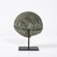 Antique Eastern Mediterranean Patinated Copper Bowl on Museum Stand - 4745276