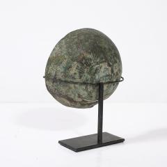 Antique Eastern Mediterranean Patinated Copper Bowl on Museum Stand - 4745306