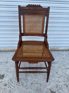 Antique Eastlake Carved Walnut and Cane Parlor Chair - 4215271