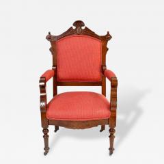 Antique Eastlake Walnut Armchair Victorian Period - 161564