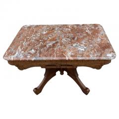 Antique Eastlake Walnut Marble Top Coffee Table - 2496609