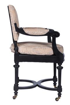 Antique Ebonized Library Armchair Directoire Style France 1860 s  - 1840660