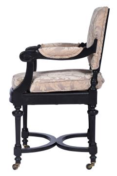 Antique Ebonized Library Armchair Directoire Style France 1860 s  - 1840661