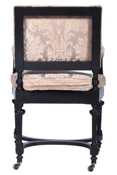 Antique Ebonized Library Armchair Directoire Style France 1860 s  - 1840663