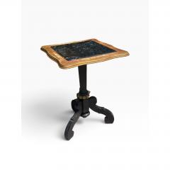 Antique Ebony Giltwood Marble Top Tripod Pedestal Table - 4762607