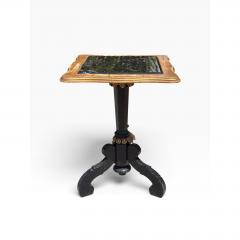 Antique Ebony Giltwood Marble Top Tripod Pedestal Table - 4762608