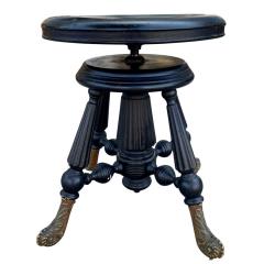 Antique Ebony Piano Stool W Bronze Feet - 4254774
