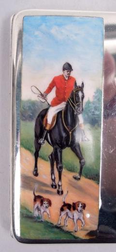 Antique Edwardian Cigarette Case with Enamel Fox Hunt - 4377385