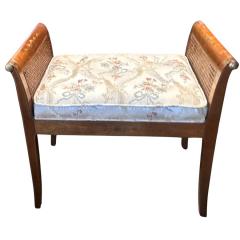 Antique Edwardian Inlaid Vanity Bench W Scalamandre Lampas Seat - 4271742